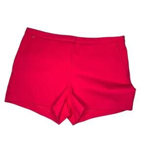 ABS Women's Red Stretch Mid Rise Short Shorts Size 10 Flat Front Side Zipper EUC